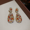 Gold And Silver Tone Multicolor Oval Drop Earrings view 7
