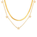 Five Star Zircon Station Necklace And Snake Chain Gold Steel view 5