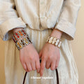 Oval Enamel Stretch Bracelets With Greek Key Motif view 3