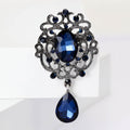 Ornate Crystal Brooch with Teardrop Dangle Decorative Clothing Pin view 2