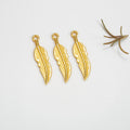 Slim Feather Metal Charm Pendant in 3 Finishes for Jewelry Making view 8