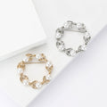 Pearl Leaf Circle Brooch Open Wreath Gold and Silver view 1