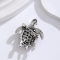 Red Silver Tone Sea Turtle Crystal Two Designs Metal Brooch Pin view 3