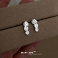 Silver Tone Graduated Triple Rose Cascade Stud Earrings view 3