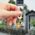 Yellow Daisy Thank You Heart Keychain Gold Lobster Clasp view 3