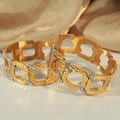 Geometric Hammered Open Link Bangle With Crystal Accents view 2