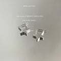 Silver-Tone Polished Five-Point Star Huggie Hoop Earrings view 3