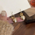 Champagne Crystal And Pearl Hook Drop Earrings Statement Jewelry view 1
