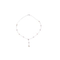 Silver Y Pearl Necklace Teardrop Pearl Crystal Flower view 5