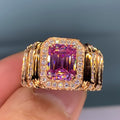 Rose Gold Pink Emerald Cut Wide Pave Band Ring Alloy view 2
