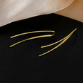 Gold Minimal Curved Threader Earrings Polished Metal Jewelry view 4