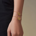 Crystal Rimmed Tree of Life Necklace and Bracelet in Gold Tone view 4