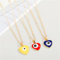 Gold Tone Heart Enamel Evil Eye Pendant Necklaces in Three Colors view 1