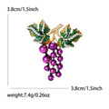 Purple Grape Cluster Brooch Green Leaf Rhinestone Pin view 6