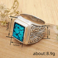 Square Turquoise Color Signet Ring in Antique Silver-Tone view 4