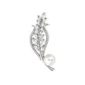 Gold and Silver Crystal Leaf Pearl Look Metal Brooch Pair view 6
