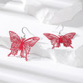 Silver Tone Oversized Openwork Butterfly Hook Earrings view 1