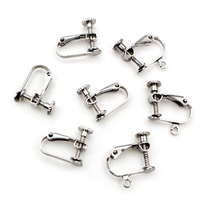 adjustable u shaped screw back earring clips arranged together on a white background