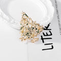 Green Gold Tone Christmas Tree Openwork Crystal Enamel Metal Brooch Pin view 3