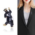 Glossy Dancing Cow Brooch in Black or White Enamel view 3