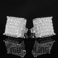 Square Pavé Crystal Stud Earrings In Two Colors Polished Metal Jewelry view 1