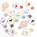 Heart Filament Light Bulb Charms in Six Colors and Two Metal Tones view 2