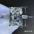 Oversized Rectangular Clear Solitaire Pave Ring In Silver Tone view 4