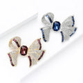 Striped Crystal Bow Brooch in Purple and Blue for Jackets and Scarves view 3