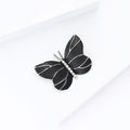Black Butterfly Brooch with Silver Lines and Crystals view 3