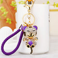 Jeweled Hugging Tiger Keychains with Braided and Bare Wrist Loops view 4