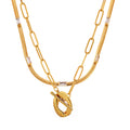 Snake Chain Zircon Necklace And OT Toggle Paperclip Chain Styles view 5