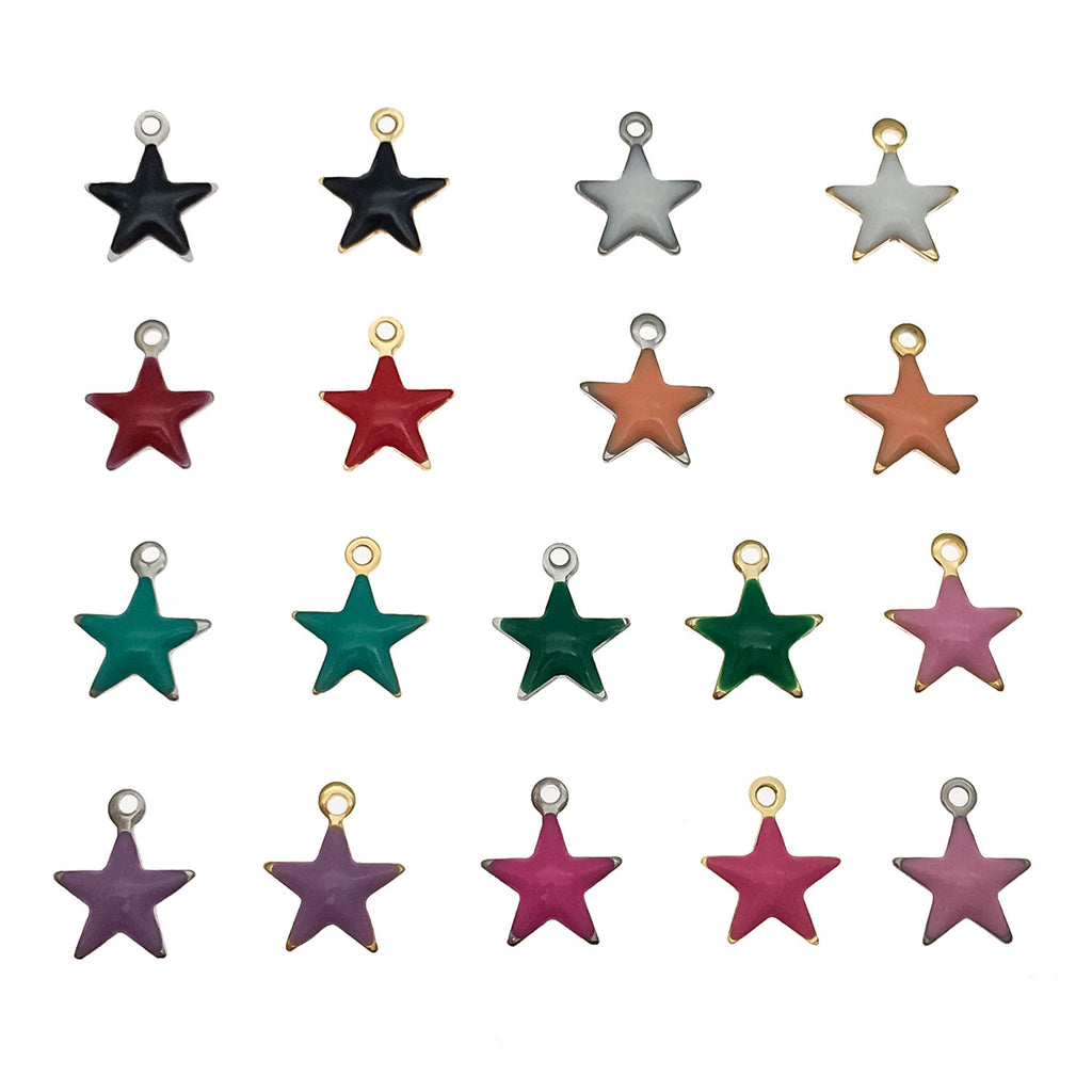 7x8mm Enamel Stainless Steel Star Charm Pendant for DIY Earrings Necklace Jewelry Making