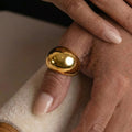 Domed Geometric Ring in Polished Gold and Silver Tones view 2