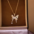 Gold Crystal Butterfly Pendant Necklace Decorative Jewelry view 1