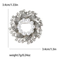 Pearl Center Floral Wreath Brooch in Silver or Gold Tone view 6