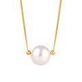 Large Imitation Pearl Pendant on Gold or Silver Snake Chain view 5