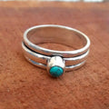 Turquoise-Like Round Stone Three-Rail Ring In Three Metal Tones view 2