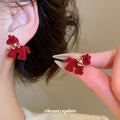 Red Flocked Horse Dangle Stud Earrings Fashion Jewelry view 1