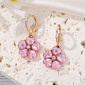 Gold Tone Iridescent Crystal Flower Huggie Drop Earrings in Six Colors view 10