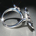 Floral Marquise Crystal Statement Open Ring in Silver Tone view 3