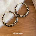 Black and White Wrapped Hoop Earrings with Gold Tone Edges view 4