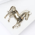 Running Horse Crystal Brooch in Red Gold and Blue Silver view 4