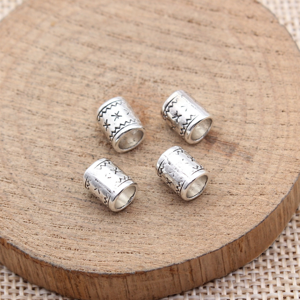 7.7x6.4x6.4mm 0.61g Multicolor Zinc Alloy Pitted Tube Large Hole Spacer Beads for Bracelet Jewelry Making