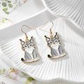 Gold Tone Enamel Lynx, Schnauzer and Lemur Drop Earrings in Five Designs view 2