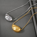 Organic Molten Pebble Pendant Necklace Snake Chain Gold Steel view 4