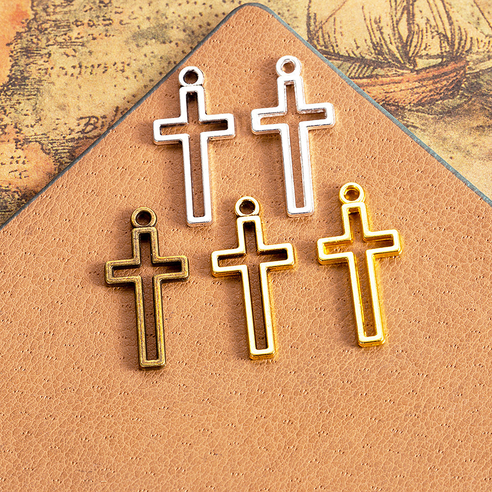 23x11mm Hollow Cross Alloy Charm Pendant