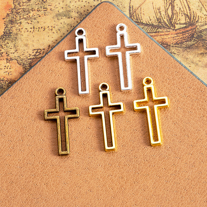 23x11mm Hollow Cross Alloy Charm Pendant