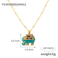 Gold Enamel Crystal Elephant Pendant Necklaces Four Colors view 6