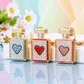 Jeweled Heart Perfume Bottle Keychains in Three Colors plus Assorted Option view 9