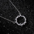 Silver Tone Crystal Open Circle Wreath Pendant Necklace view 4